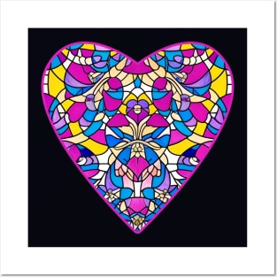 Heart Shaped Stained Glass Valentine Posters and Art